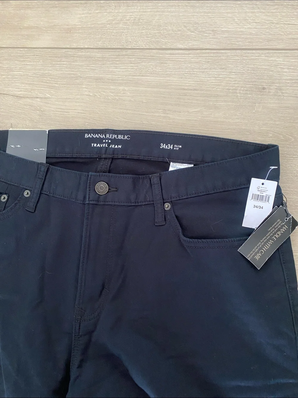 NWT! Banana Republic Travel Jean Mens 34x34 Black NEW Slim Fit
